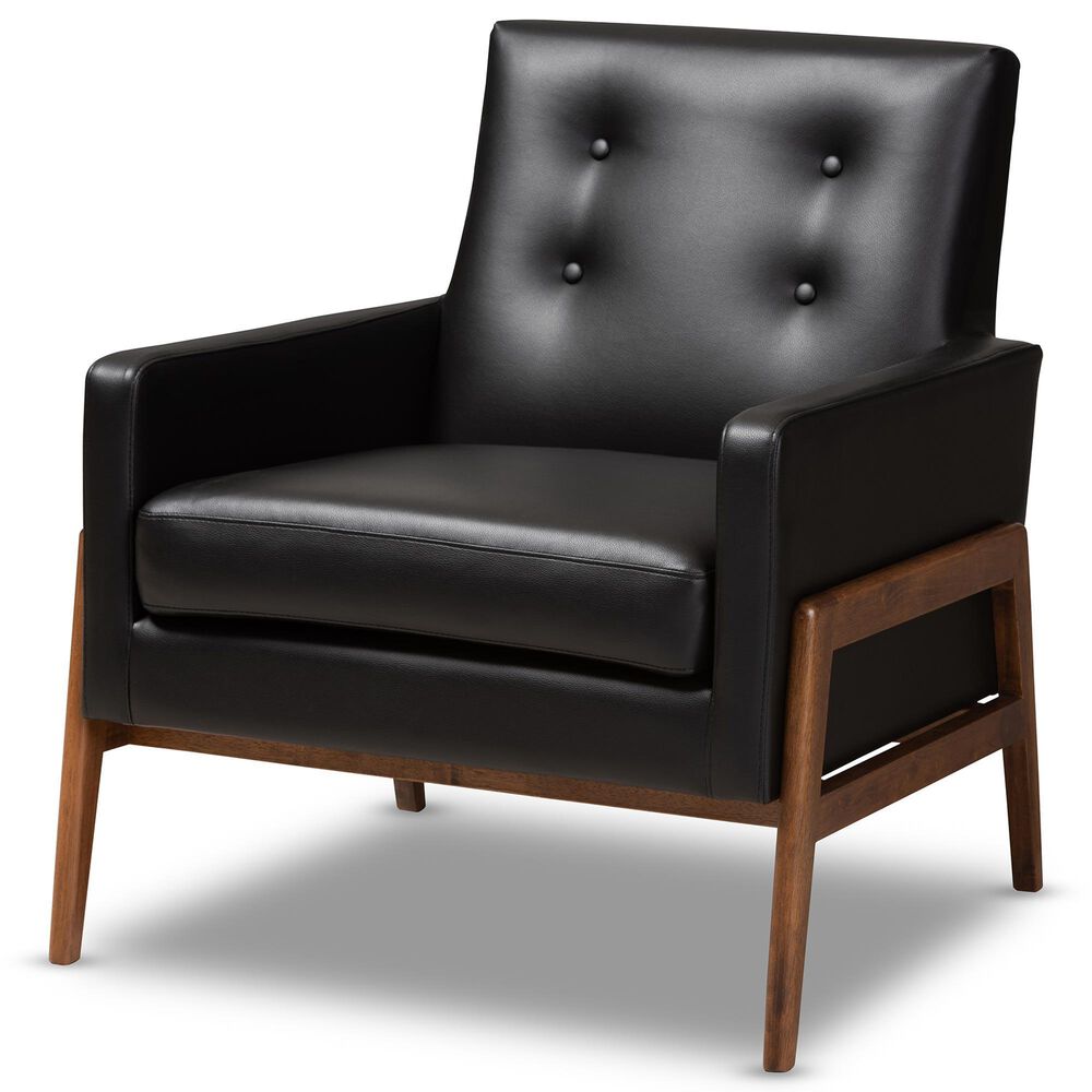 Baxton Studio Perris Lounge Chair in Black, , large