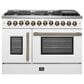 Forno Galiano 48" Freestanding French Door Dual Fuel Range in White, , large