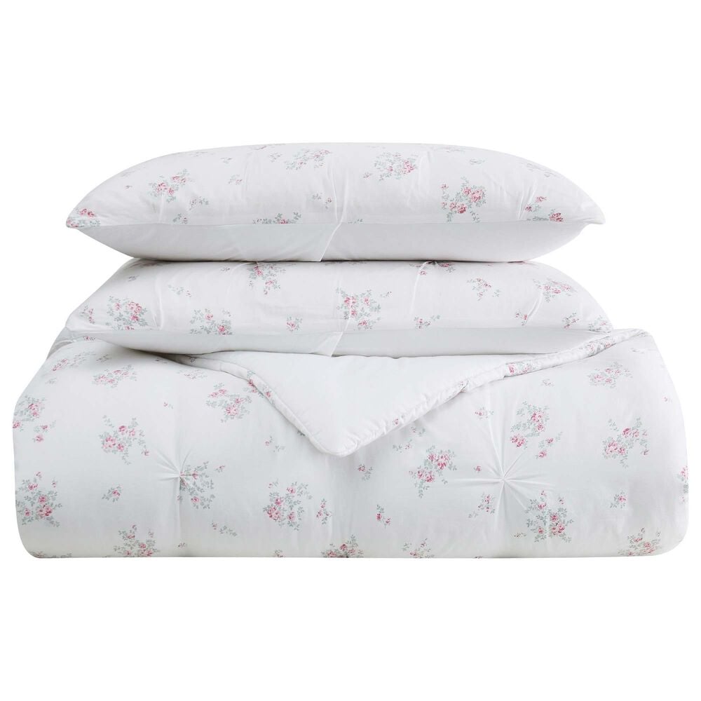 Pem America Rosebury 2-Piece Twin Comforter Set in White and Pink, , large
