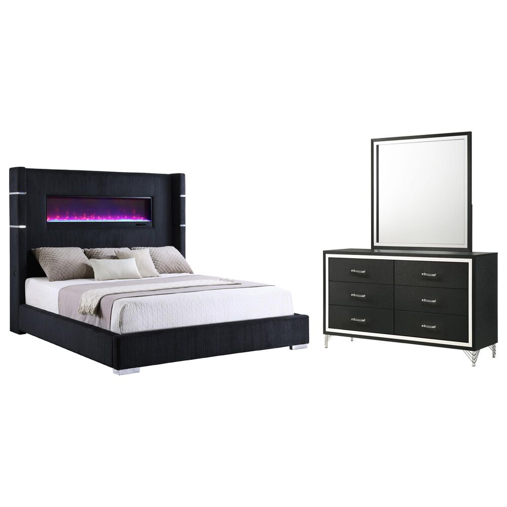 Coaster Tisdall and Lucia 3-Piece Eastern King Bedroom Set in Black and Chrome, , large