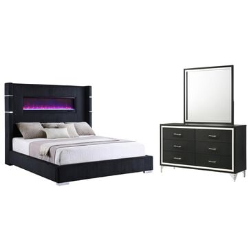 Pacific Landing Tisdall and Lucia 3-Piece Eastern King Bedroom Set in Black and Chrome, , large