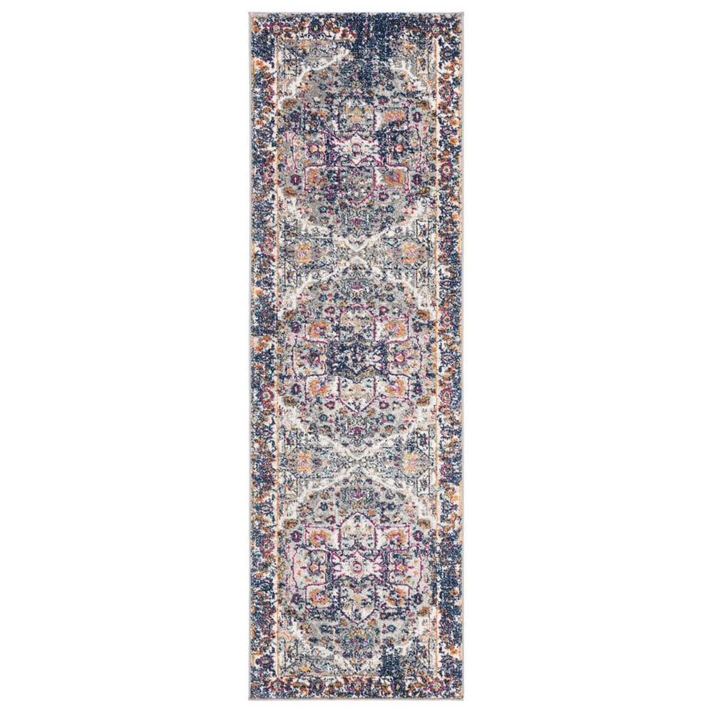 Safavieh Evoke EVK275G 2"2" x 7" Grey and Navy Runner, , large
