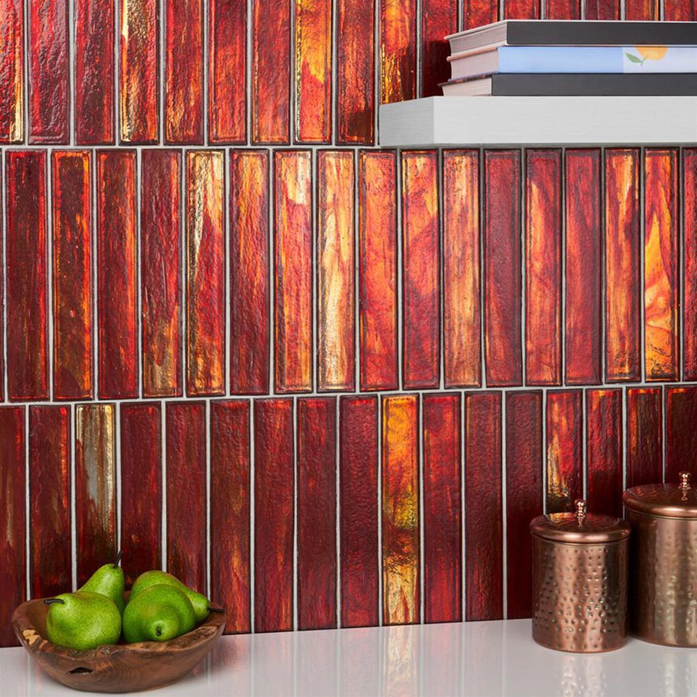 Soho Studio Artemis Brick Sunset 2" x 12" Glass Subway Tile, , large