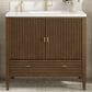 James Martin Vanities Myrrin 36" Vanity in Mid-Century Walnut with Single Hole and 3 cm White Zeus Quartz Top & Backsplash, , large