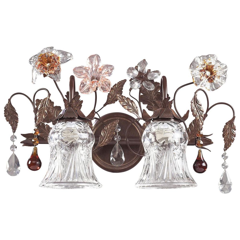 Stein World Cristallo Fiore 2-Light Vanity In Deep Rust With Crystal Florets, , large