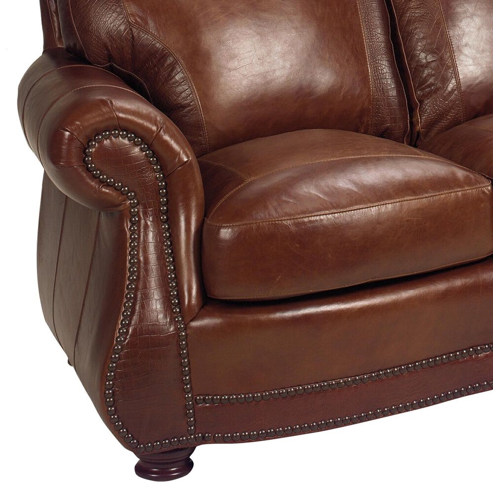USA Premium Leather Stationary Sofa in Brandy with Alligator, , large