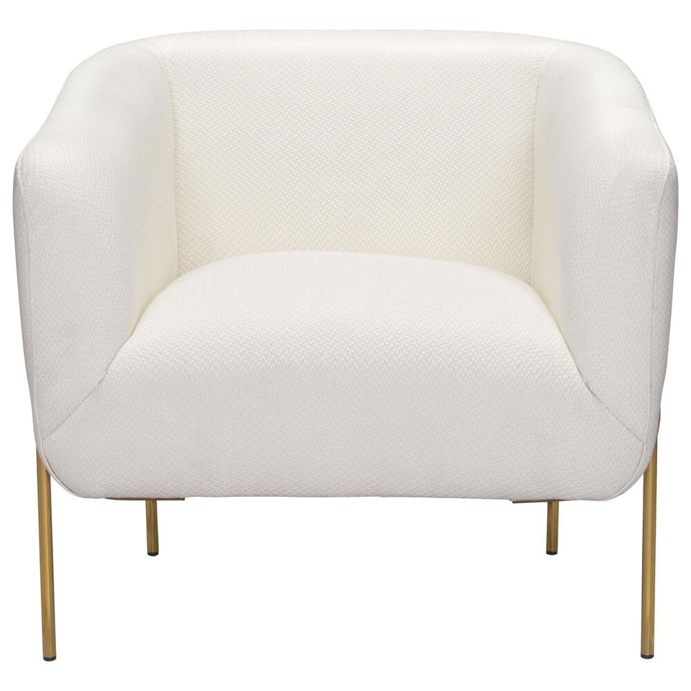 Zuo Modern Micaela Arm Chair in Ivory and Gold, , large