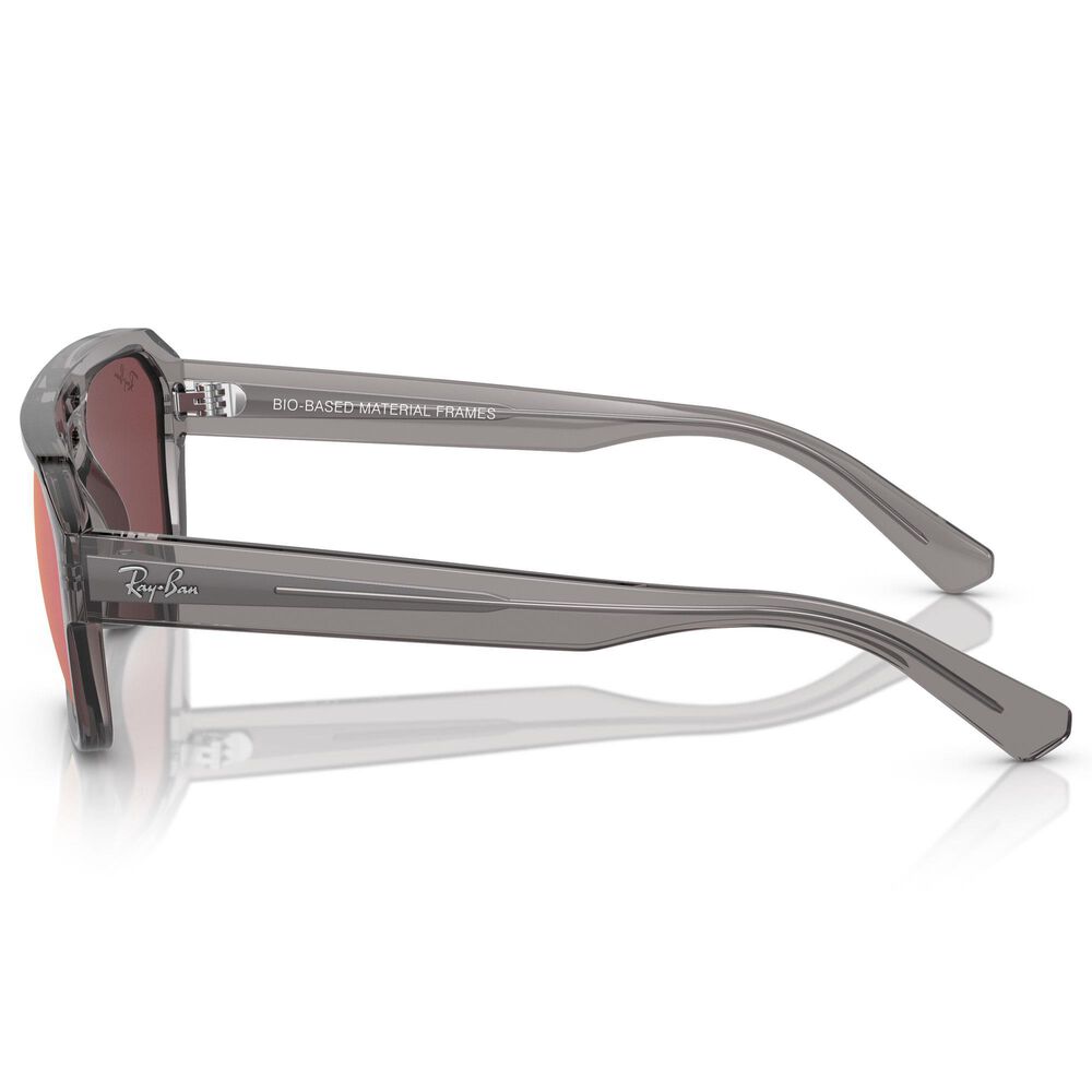 Ray-Ban Corrigan Bio-Based Sunglasses with Dark Violet and Red Lenses in Polished Transparent Grey, , large
