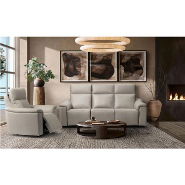 Elran Furniture Kayce Leather Power Reclining Sofa in Verona Gray, , large