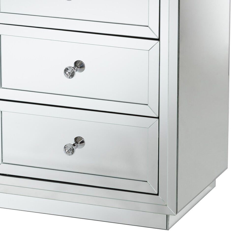 Baxton Studio Lina Mirrored 3-Drawer End Table in Silver, , large