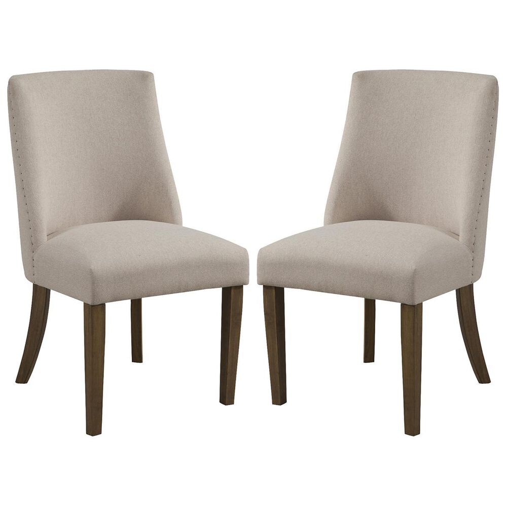 Alpine Furniture Kensington Upholstered Parson Chairs in Reclaimed Natural (Set of 2), , large