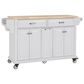 HOMLUX Kitchen Island with Rubber wood Countertop in White, , large