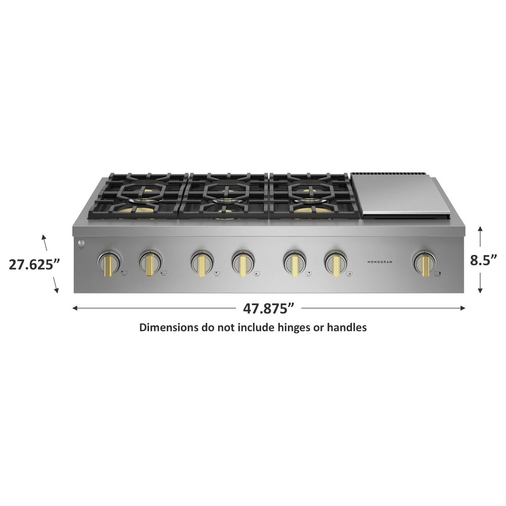 Monogram 48&quot; Professional Gas Rangetop with 6 Burners and Griddle in Stainless Steel, , large