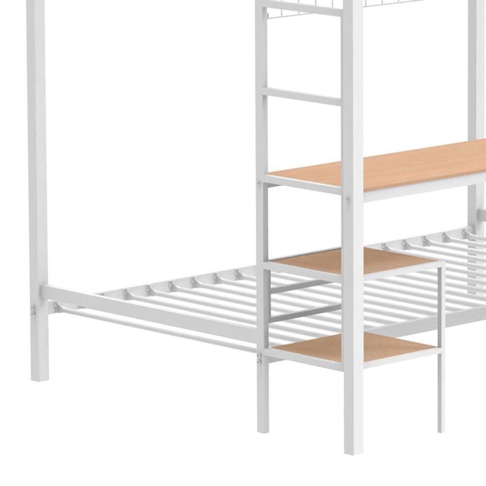 Pacific Landing Campus Full Over Twin Workstation Bunk Bed in Matte White, , large