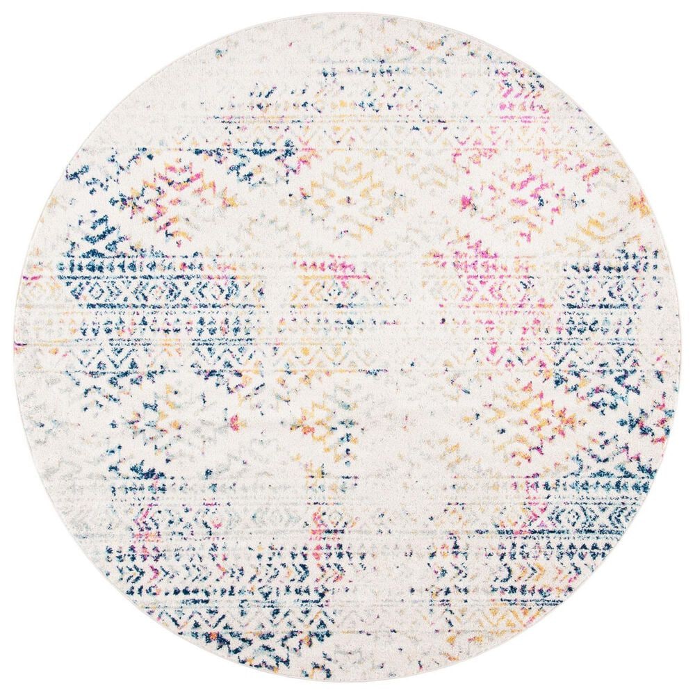 Safavieh Tulum TUL272 6"7" Round Ivory and Blue Area Rug, , large