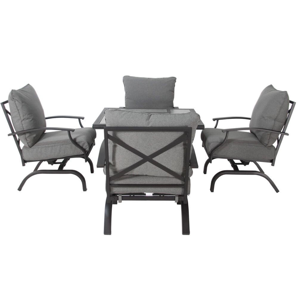 Gathercraft Franklin 5-Piece Firepit Chat Set in Gray, , large