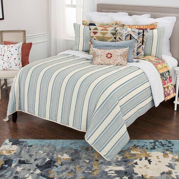 Rizzy Home Stripe 90" x 92" Quilt in Slate Blue, , large
