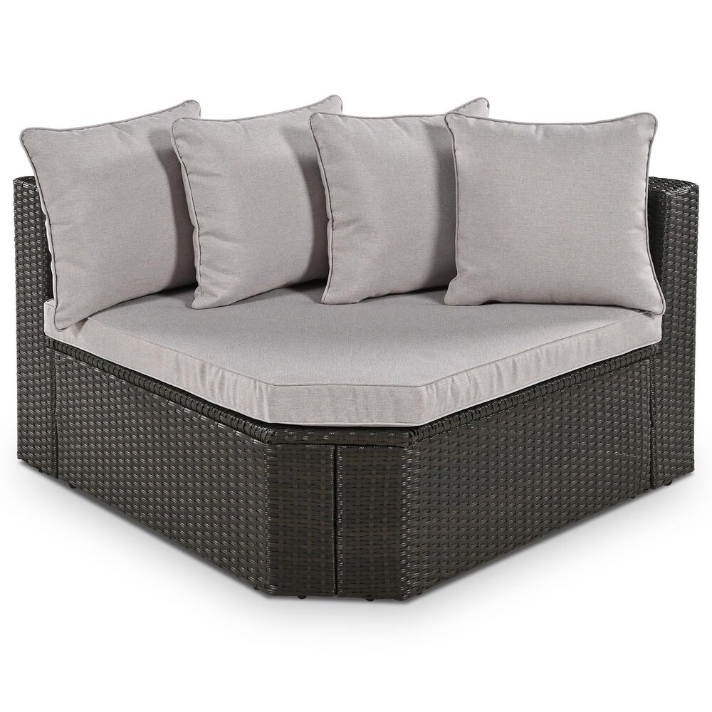 HOMLUX 7-piece Outdoor Conversation Set with Black Wicker in Light Gray, , large