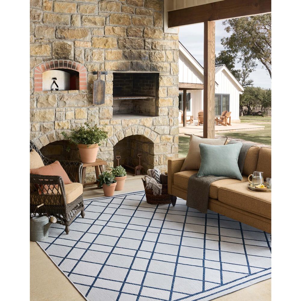Loloi Easton Ivory and Denim 8&#39;6&quot; x 11&#39;6&quot; Indoor/Outdoor Area Rug, , large