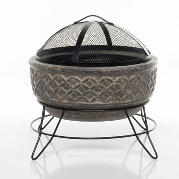Alfresco Home Earthenware Large Lattice Fire Pit with Stand and Screen in Wood, , large