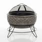 Alfresco Home Earthenware Large Lattice Fire Pit with Stand and Screen in Wood, , large