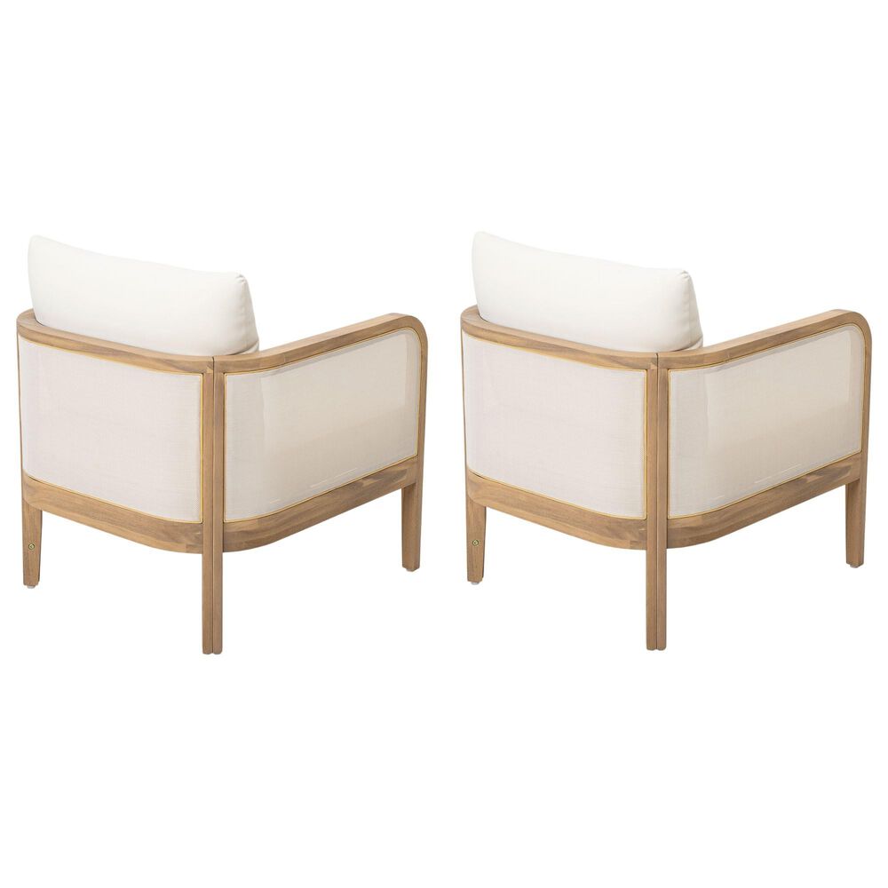 Hearth and Haven 24.8" Outdoor Armchair with Light Teak Frame in Beige (Set of 2), , large