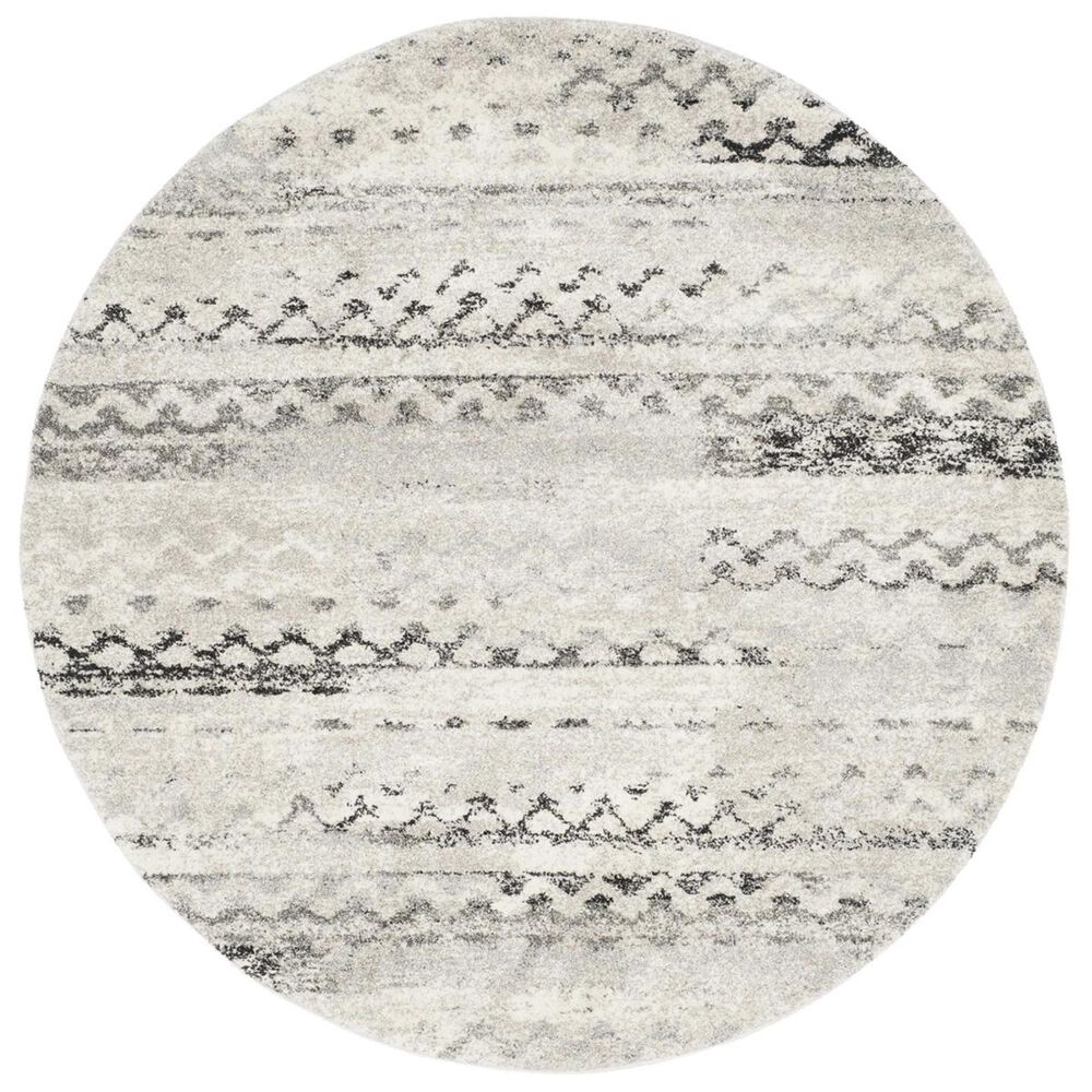 Safavieh Retro RET2136-1180 6" Round Cream and Grey Area Rug, , large
