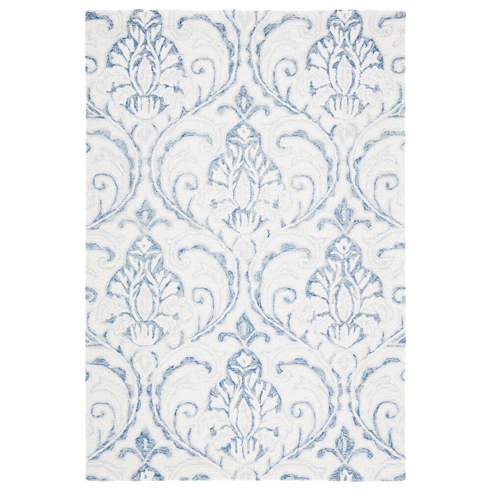 Safavieh Micro-Loop MLP532A 4" x 6" Ivory and Blue Area Rug, , large