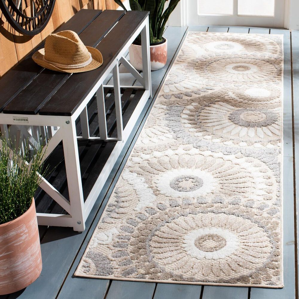 Safavieh Cabana CBN382F 2&#39;2&quot; x 9&#39; Grey and Ivory Indoor/Outdoor Performance Runner, , large