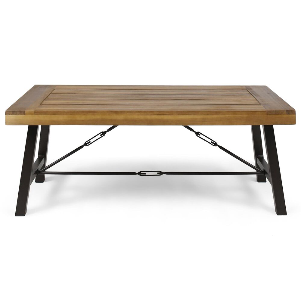 Hearth and Haven Acacia Wood Patio Coffee Table in Teak, Brown and Black, , large