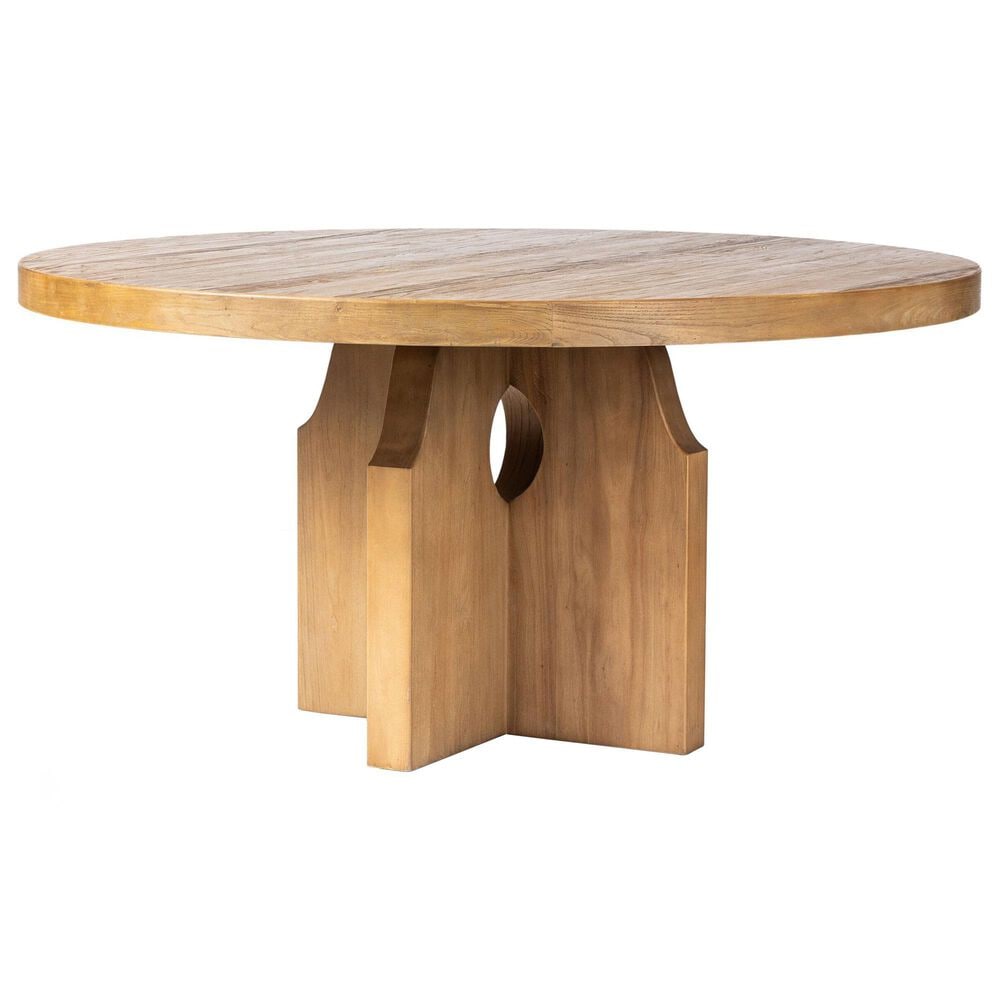 Four Hands Allandale Round Dining Table-Reclaimed Natural Elm-Natural Elm Veneer, , large