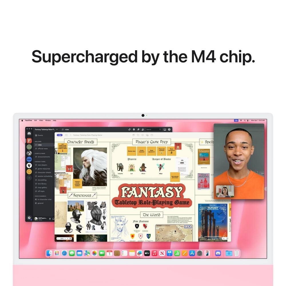 Apple 24-Inch iMac with Retina 4.5K display: Apple M4 Chip with 10-core CPU and 10-core GPU 24GB Unified Memory, 512GB SSD in Pink &#40;Latest Model&#41;, , large
