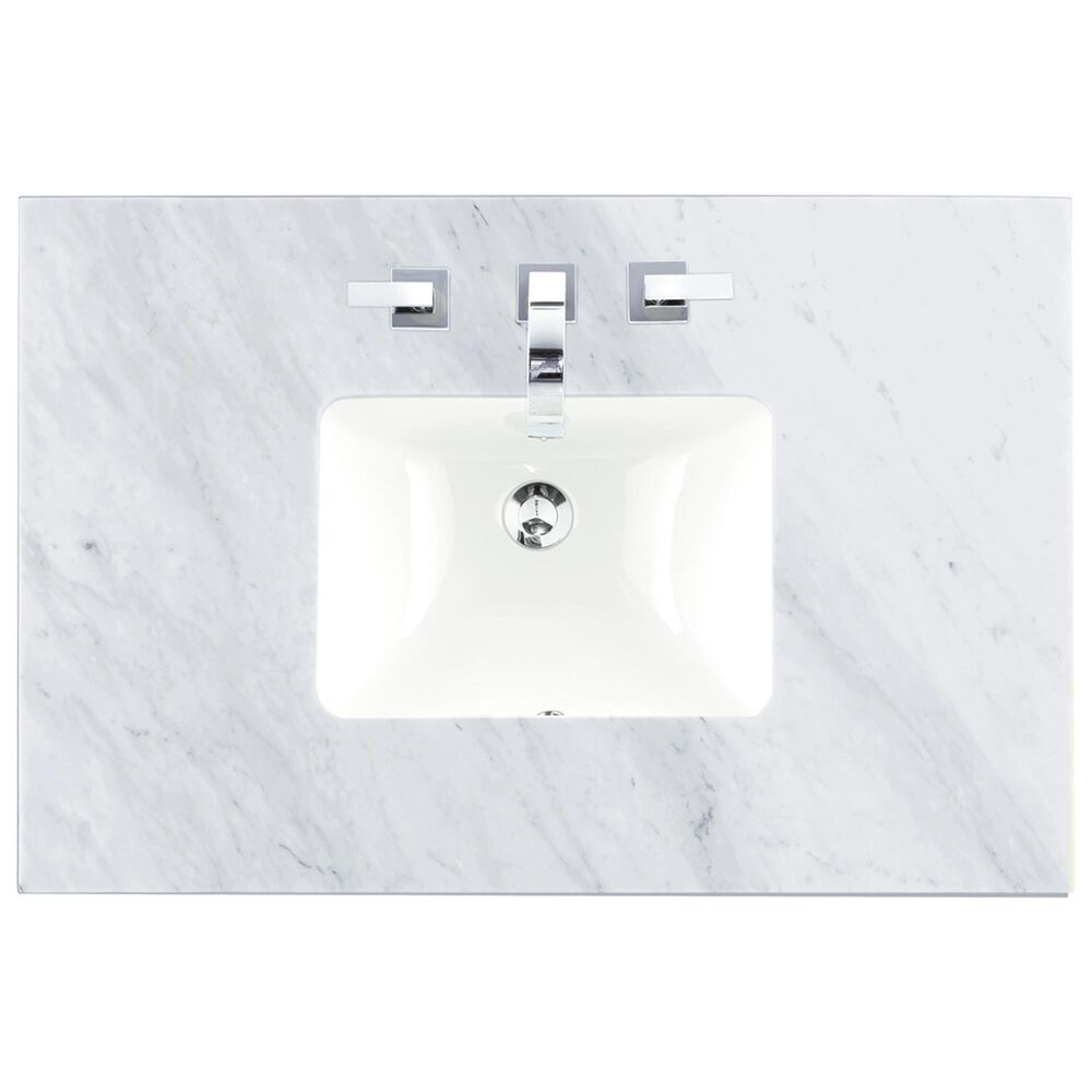 James Martin Vanities Myrrin 36&quot; Vanity in Carbon Oak with 3 cm Carrara White Marble Top, , large