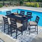 Ashley East Beach  Bar Table with Fire Pit in Navy Blue and Driftwood, , large