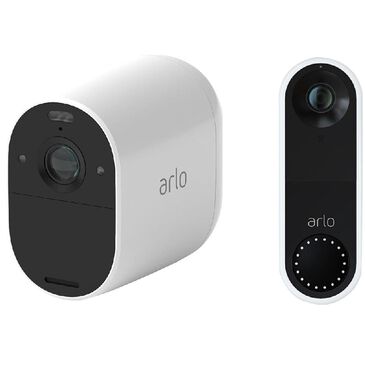 Arlo Essential XL Indoor/Outdoor Wireless Security Camera in White + Smart Wifi Video Doorbell in Black and White, , large