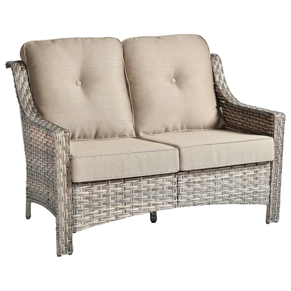 HOMLUX Outdoor Rattan Loveseat with Ergonomic in Beige, , large