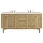 James Martin Vanities Laurent 72" Double Bathroom Vanity in Light Natural Oak with 3 cm Eternal Marfil Quartz Top and Rectangular Sinks, , large