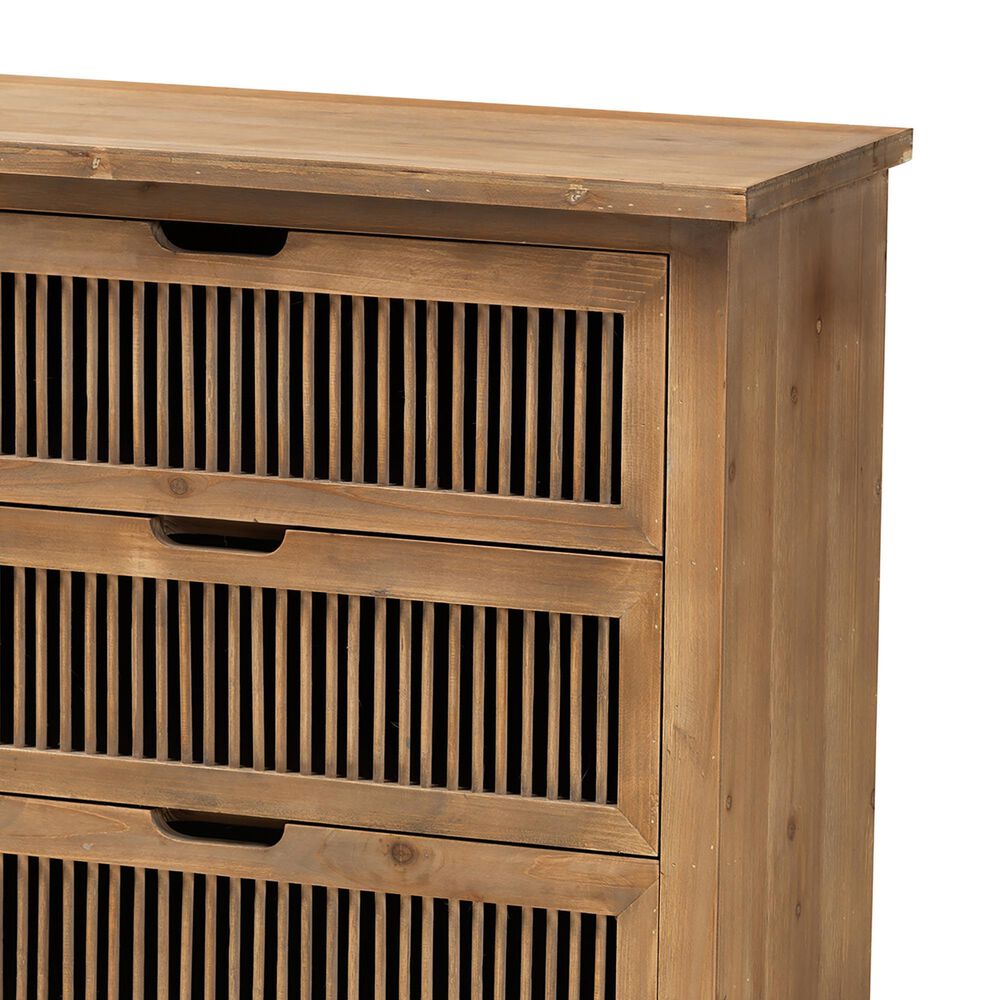 Baxton Studio Clement 3-Drawer Storage Cabinet in Medium Oak, , large