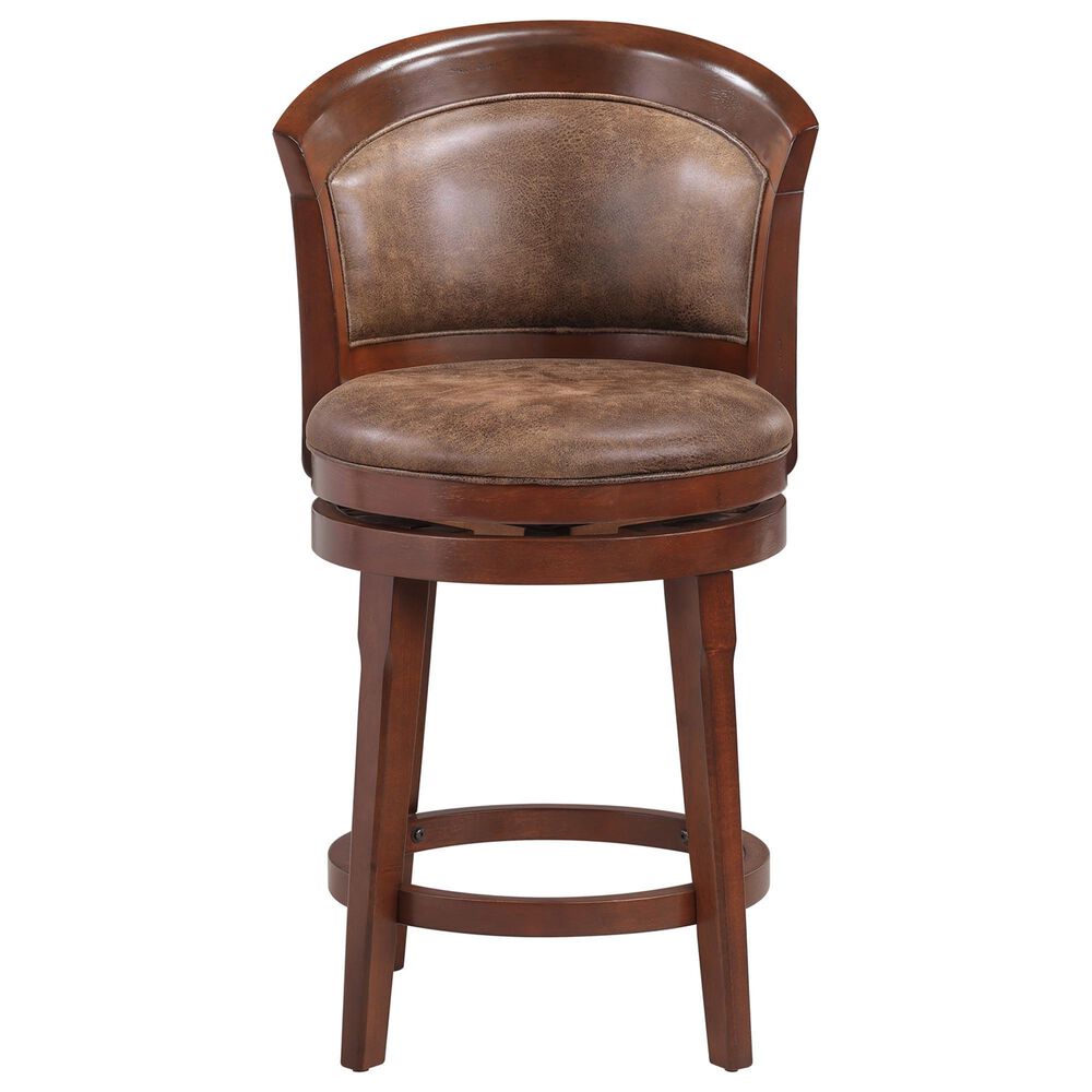 Sasha Lee Swivel Counter Stool with Nail Head Trim in Brown, , large