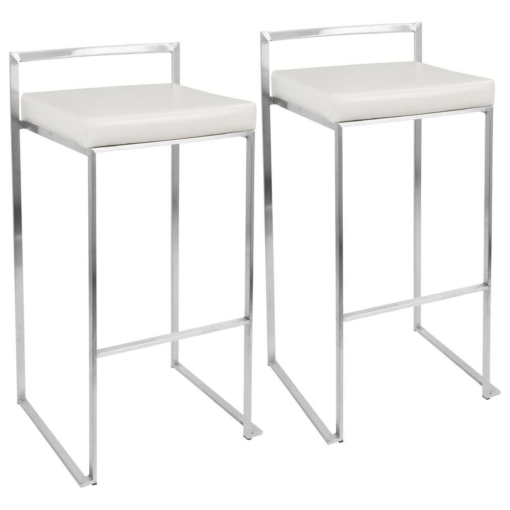 Lumisource Fuji Stackable Barstool in White (Set of 2), , large
