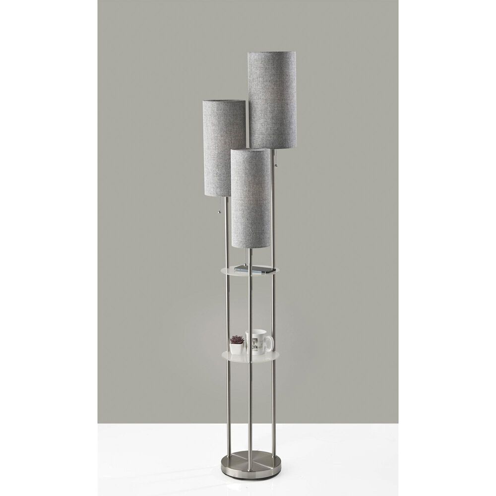 Adesso Trio Shelf Floor Lamp in Brushed Steel, , large