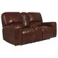 Italiano Furniture Leather Power Console Loveseat with Power Headrest in Brown, , large