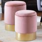 Lumisource Marla 2-Piece Nesting Ottoman Set in Pink Velvet and Gold, , large