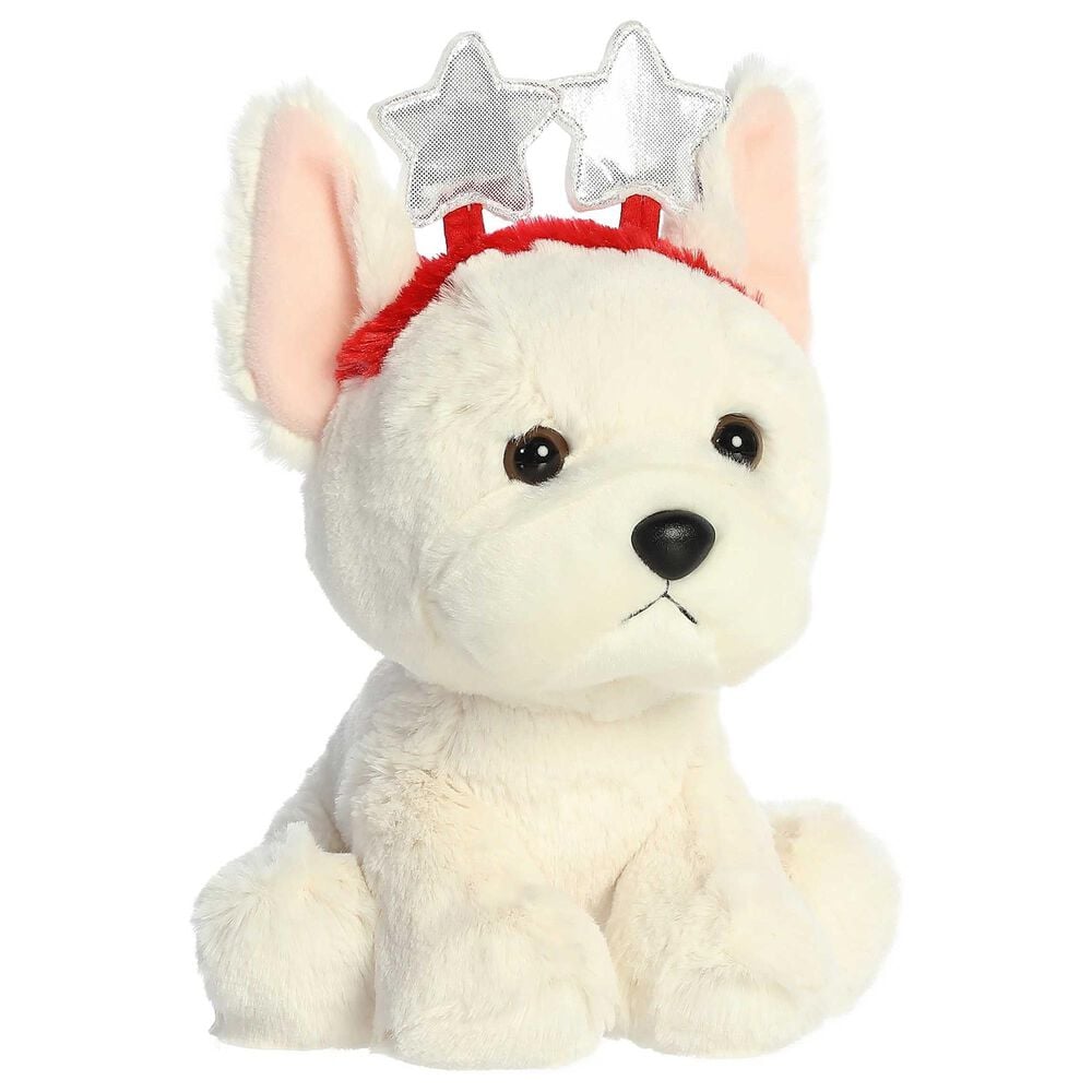 Aurora Holiday 8.5" Cheer Cassidy French Bulldog Plush in White and Black, , large