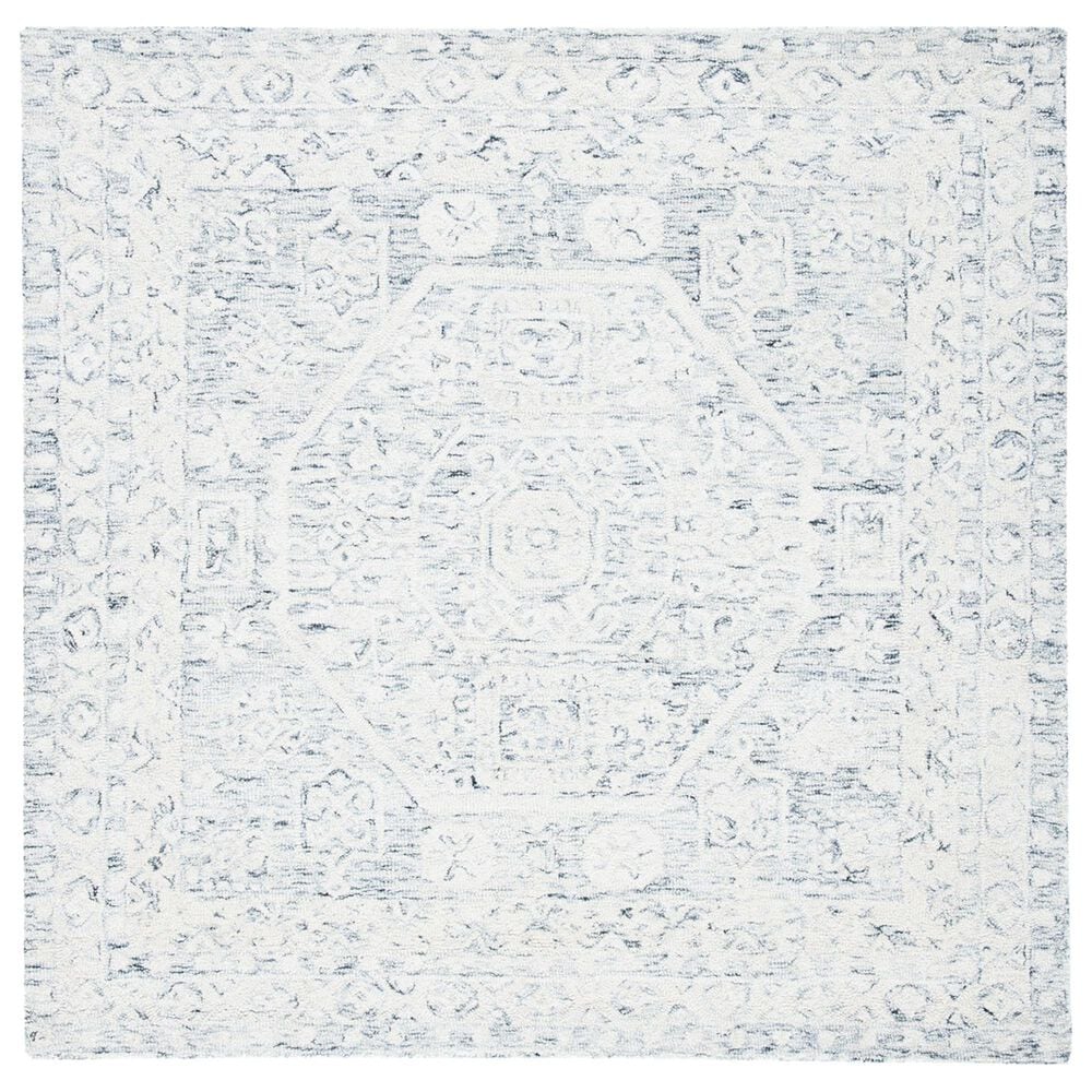 Safavieh Micro-Loop Oriental 7" Square Charcoal and Ivory Area Rug, , large