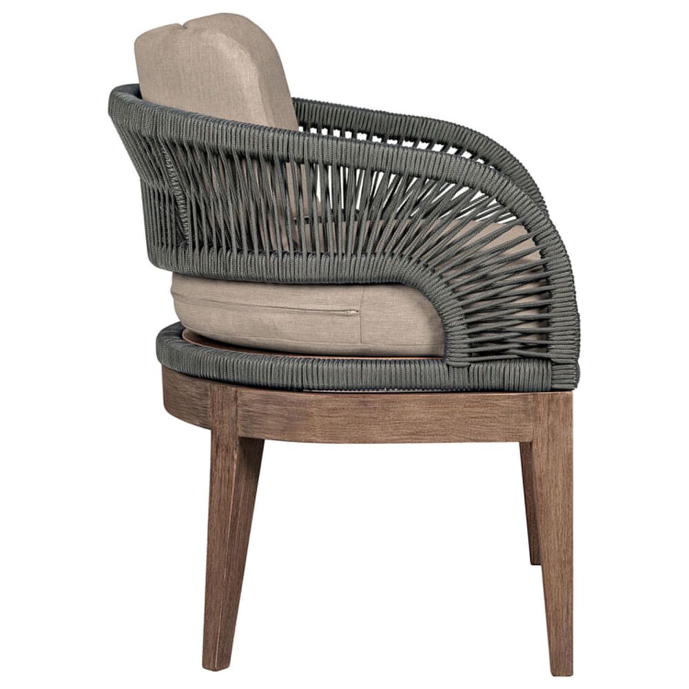 Blue River Orbit Outdoor Dining Chair with Taupe Cushion in Weathered Eucalyptus, , large