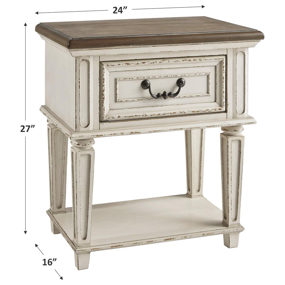 Ashley Realyn 1 Drawer Nightstand in Chipped White and Brown, , large