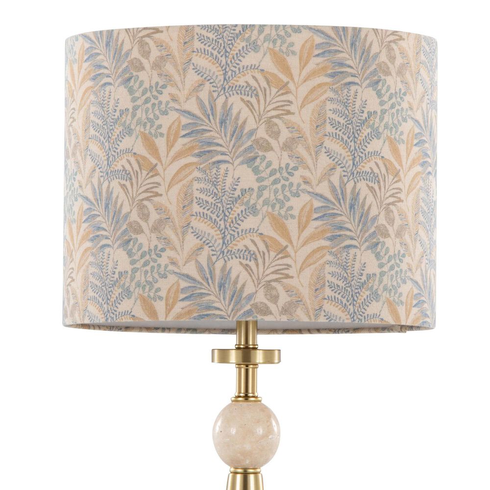 LumiSource Cone Travertine Table Lamp with Tan Leaf Shade in Gold (Set of 2), , large