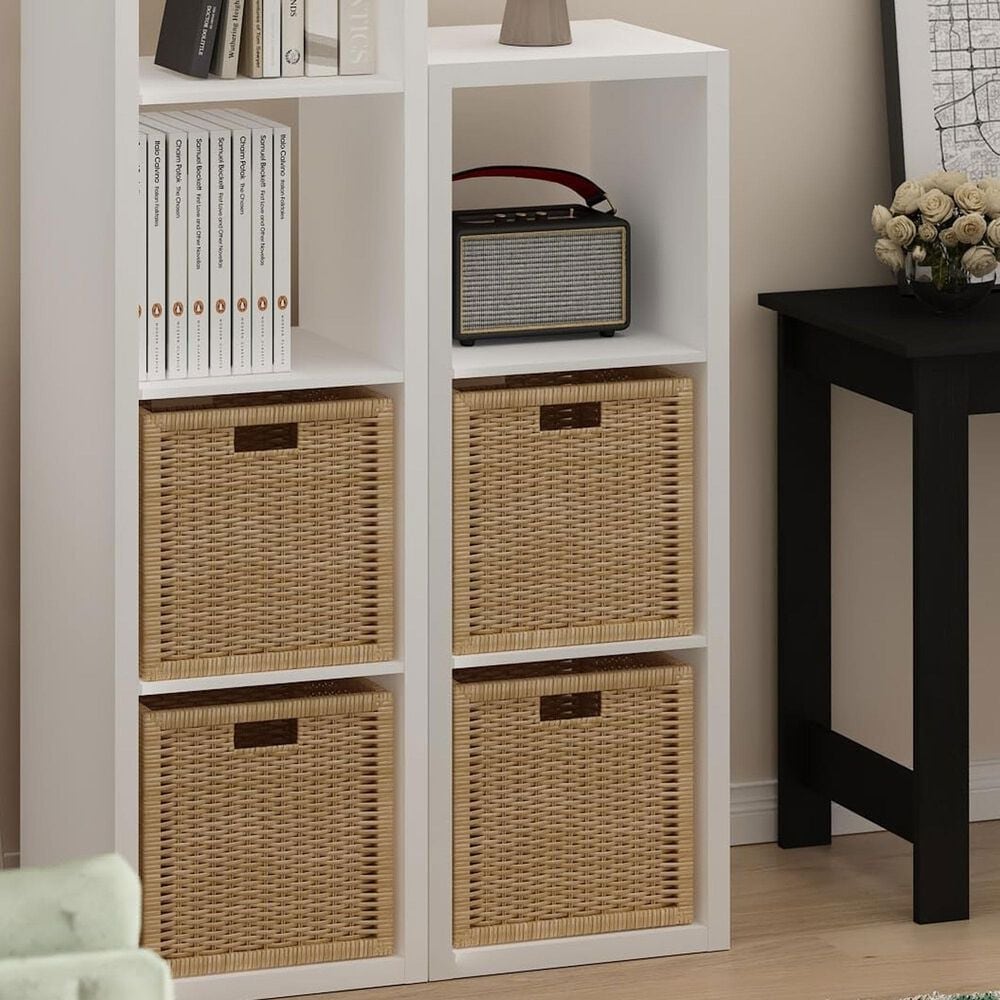 HOMLUX 3-Cube Reversible Open Back Bookshelf in White, , large