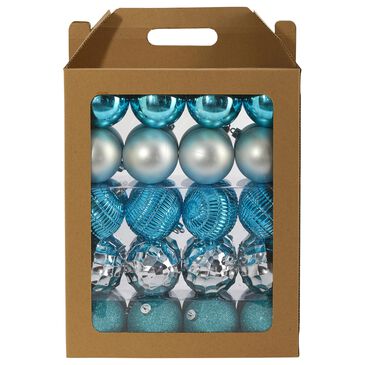 Nearly Natural Inc Holiday Shatterproof, 40 Count Christmas Tree Blue Ornament Box Set, 80mm with Re-Useable Box, , large
